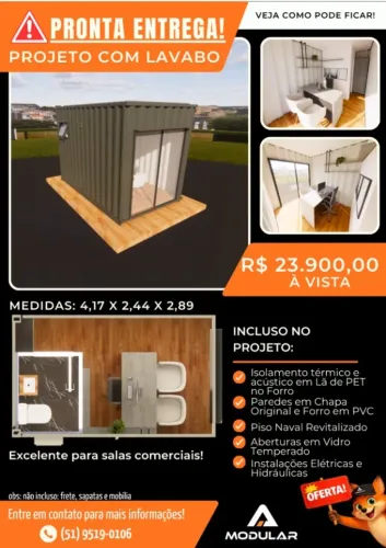 Escritório/loja em container 4,00 x 2,44