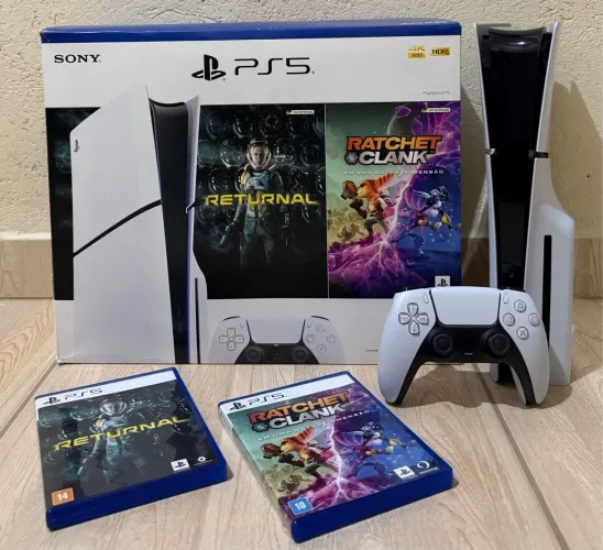 PlayStation 5 slim 1TB completo impecável zero 