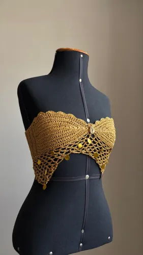 Top cropped de crochê