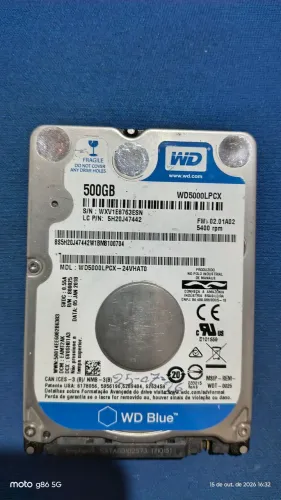 HD, Western Digital 500Gb. WD Blue. funcionando perfeitamente. Sem nenhum defeito.