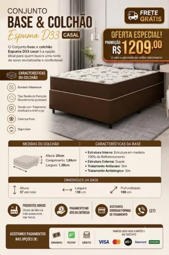 Conjunto Base com Colchão Supreme Casal D33