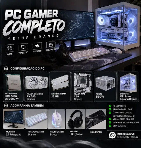 PC GAMER COMPLETO XEON BRANCO