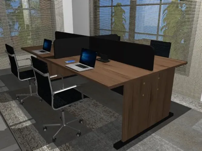 Estação Walnut Delluxe Com Painel. Com16 Tomadas: L220cm x P140cm x A104cm