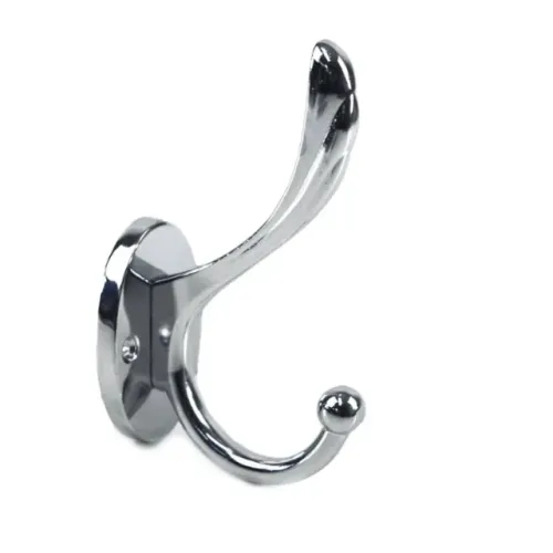 Gancho Cabide de Parede Grande Duplo Vertical Zamac Cromado