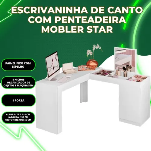 Escrivaninha de Canto com Penteadeira Moble Star 