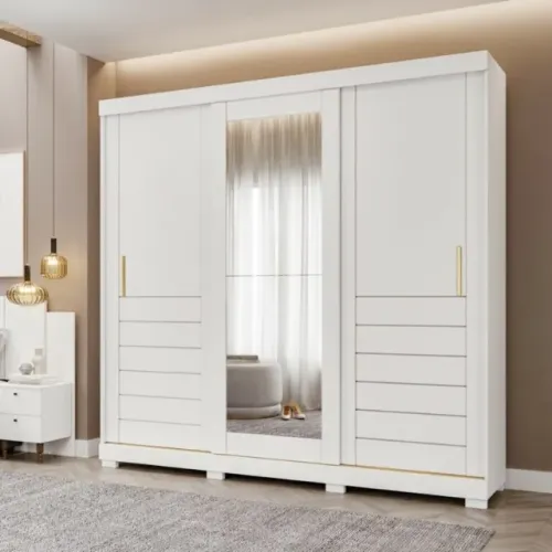Guarda-Roupa 3 Portas Slide Cecília 2,352 m Branco - PANAN MÓVEIS