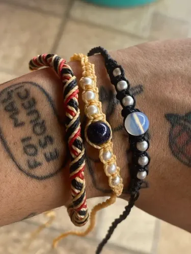 Trio de Pulseiras Artesanais Lua, Estrela e Trançada Macramê