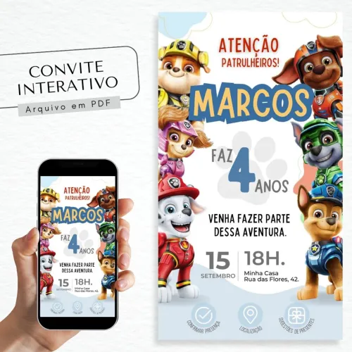 Convite Digital Patrulha Canina 