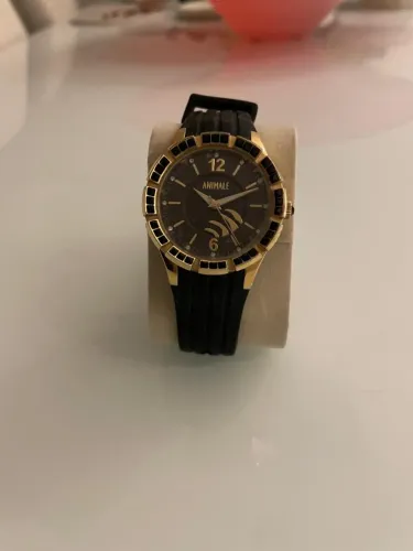 Relógio Animale - Banhado A Ouro - Quartzo Negro