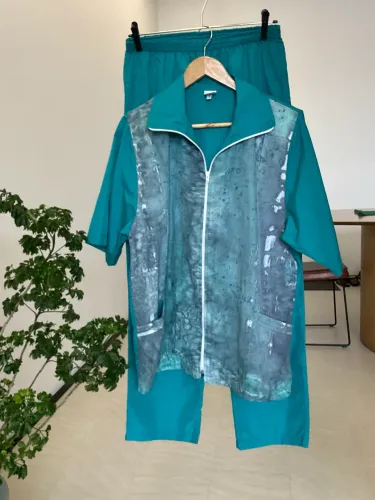 Conjunto Feminino G Tactel Verde Tiffany Jaqueta e Calça Chic