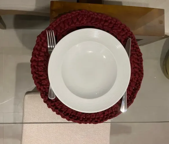 Kit 6 Sousplat Crochê Mesa Posta Decoração Promoção Jogo Americano