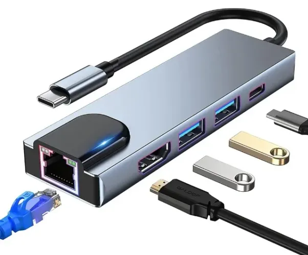 Hub Dockstation 5 em 1 USB C multiporta Usb3.0 HDMI 4K, Ethernet Lan, PD Victory  