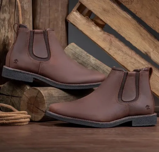 Botas Chelsea Marrom de Couro
