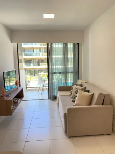 Lindo apto, mobiliado e decorado no Mana Beach, frente piscina, cama, mesa e banho, comple