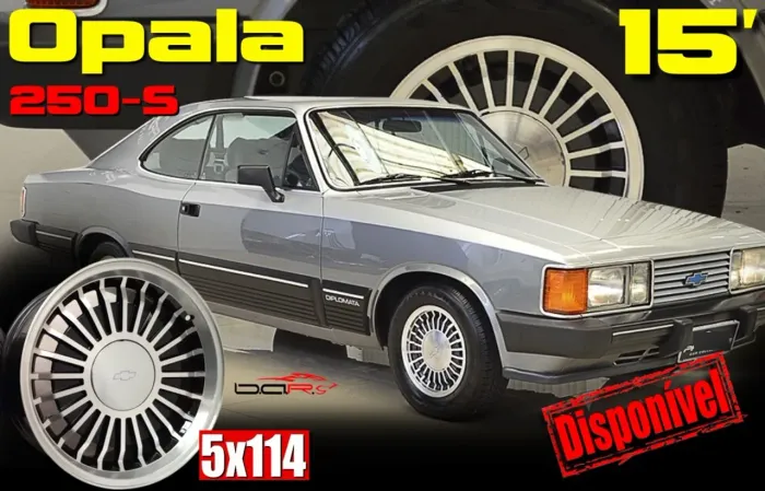 Rodas aro 15 para Opala 250-S Gm preta com diamantado 5x114 novas