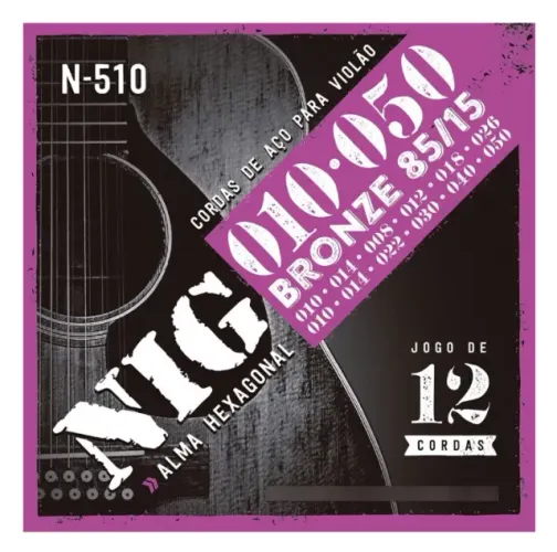 Encordoamento Violão Aço 12 Cordas 0.10