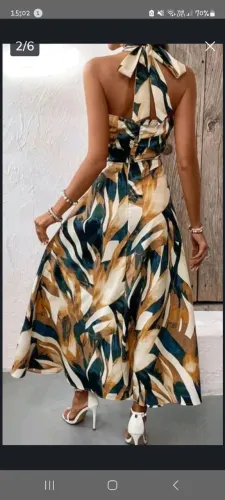 vestido estampado solto longo