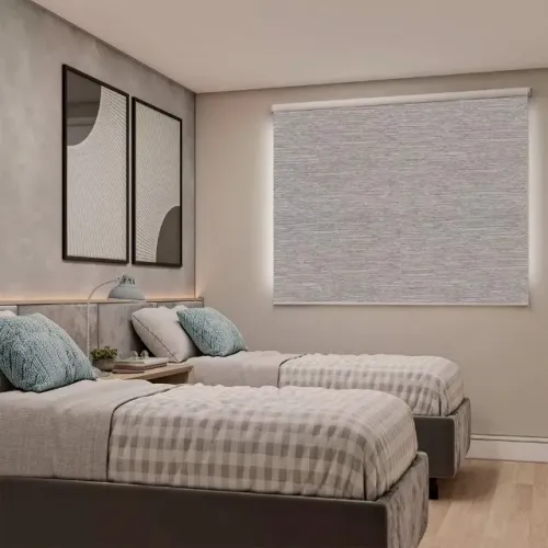 Persiana Rolô Blecaute Linho Cinza  130 x 1,45 Pronta Entrega