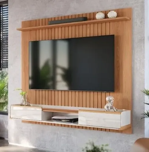 Painel de TV com bancada Suspenso Moderno