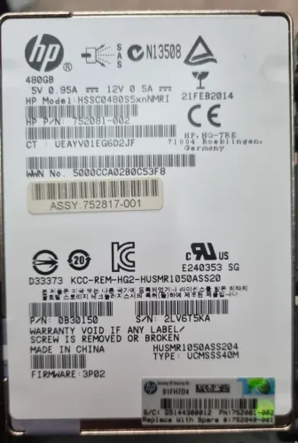 Ssd hp 480gb sas pn HP 752817-001