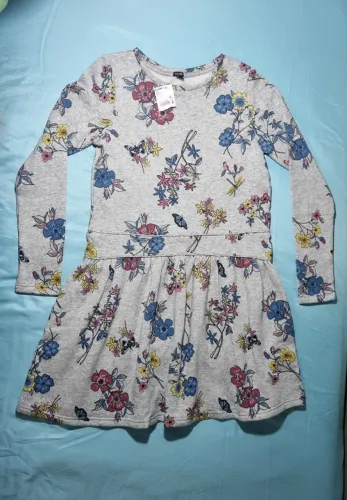 Vestido Infantil Florido Cinza Kiabi