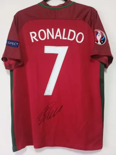 Camisa Portugal Campeão Euro 2016 #7 Ronaldo Autografada Certificada