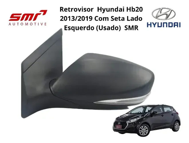 Retrovisor Hyundai Hb20 2013/2019 Com Seta Lado Esquerdo (Usado)