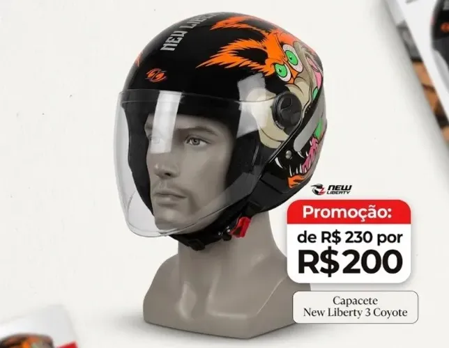 Capacete na promoção