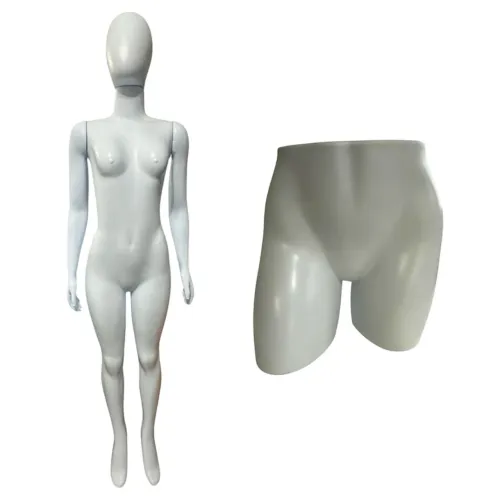Manequim Feminino Corpo Inteiro + Busto e Quadril Plástico Branco para Loja