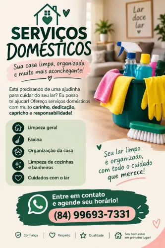 Ofereço meus serviços domésticos!!