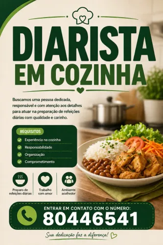 VAGA PARA DIARISTA COZINHA ( MARITUBA)