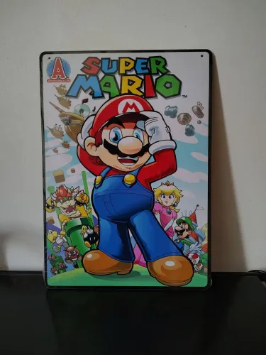 placa decorativa super mario