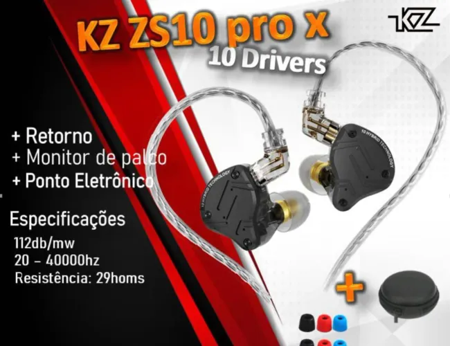 KZ ZS10 PRO X + Case de proteção novo lacrado