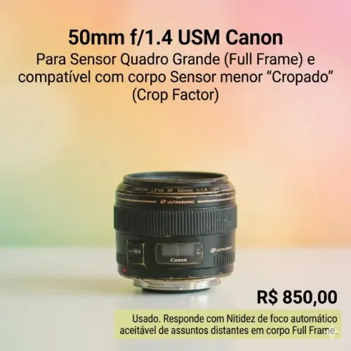Lente 50mm 1.4 IS USM Canon linha Dourada 