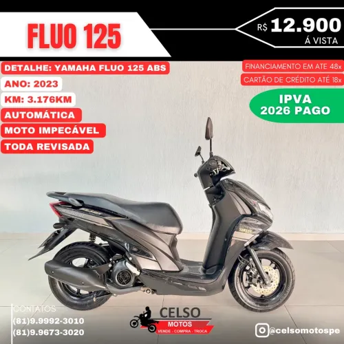 FLUO 125 2023 c/3.176km IPVA26 PAGO FINANCIO 48x ACEITO SUA MOTO