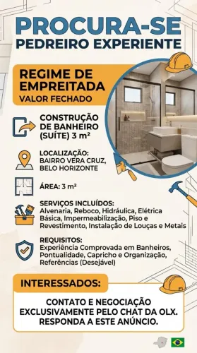 Contrata-se Pedreiro empreitada