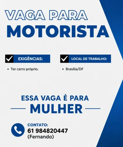Vaga para motorista mulher