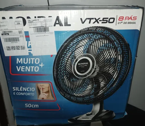 Ventilador Turbo VTX 8 pás marca Mondial 50 cm, novo na caixa.