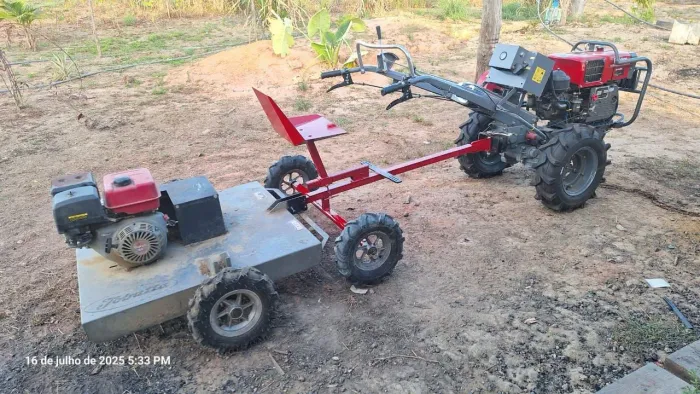 Microtrator Branco BTD 18.0 HP + Carreta Traçada 4x4 + Roçadeira RTM 900