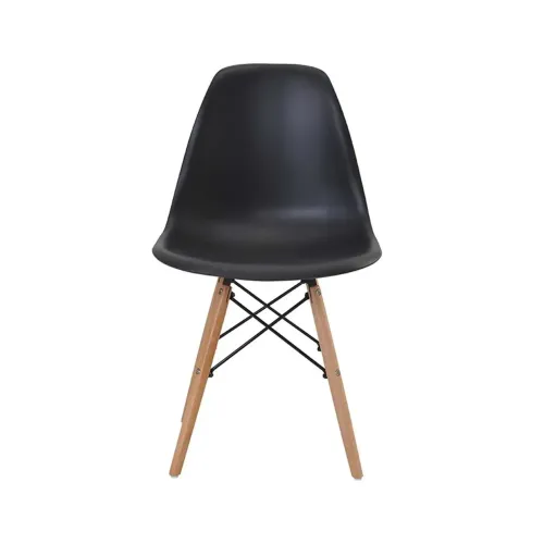 Cadeira Eames DSW Base Madeira - Preta