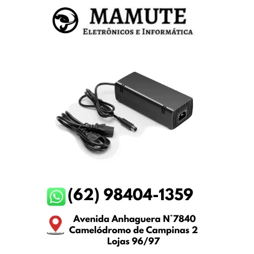 Fonte Xbox 360 Super Slim 1 Pino 120w Bivolt 110/220v + Cabo