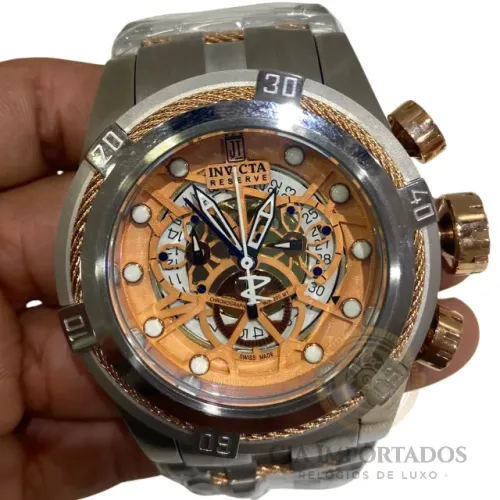 Relógio Invicta Reserve Bolt Zeus Skeleton Rosé Prata Caixa Original Luxo Premium