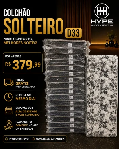 ? Colchão Solteiro D33 | R$ 379,99 | Entrega Grátis!