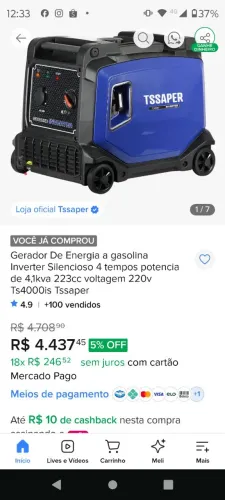 Gerador 220volts inverter