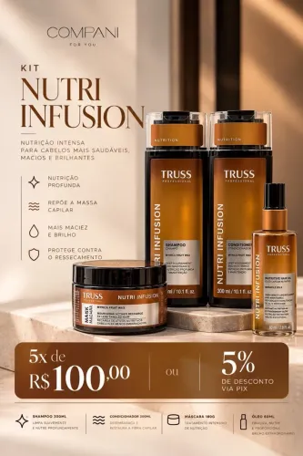 Kit shampoo, condicionador, máscara e óleo finalizador Nutti infusion Truss