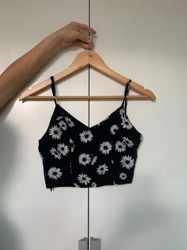 Cropped Preto Florido