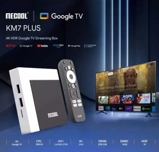 Mecool Km7 Plus Chromecast Google TV Integrado 2gb 16gb S905y4, 2.4G 5G Wifi BT5.0