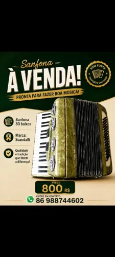 Vende-se , sanfona usada, modelo de 80 baixos , marca scandalli
