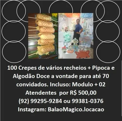 Crepes, pipoca e algodão doce