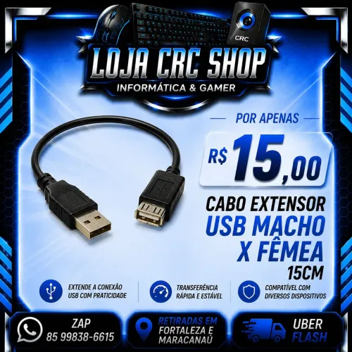 Cabo Extensor Usb Macho x Fêmea 20Cm